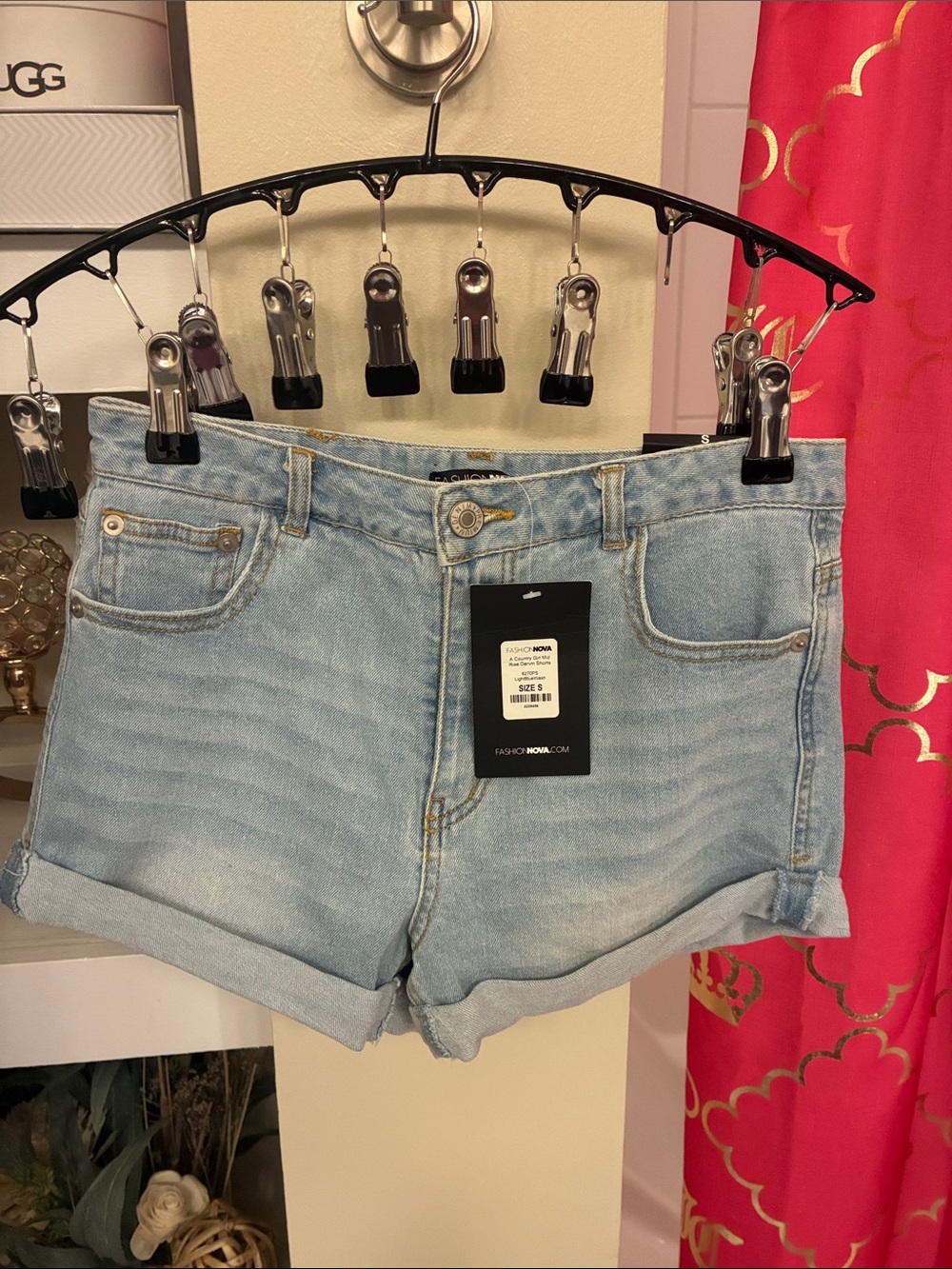 Fashion Nova Light Wash Denim Roll-Cuff Shorts